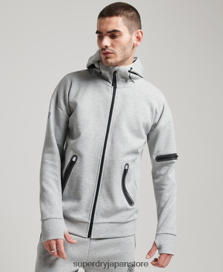 ジムテックジップパーカー 男性 Superdry 衣類 グレー 2J62PZ677