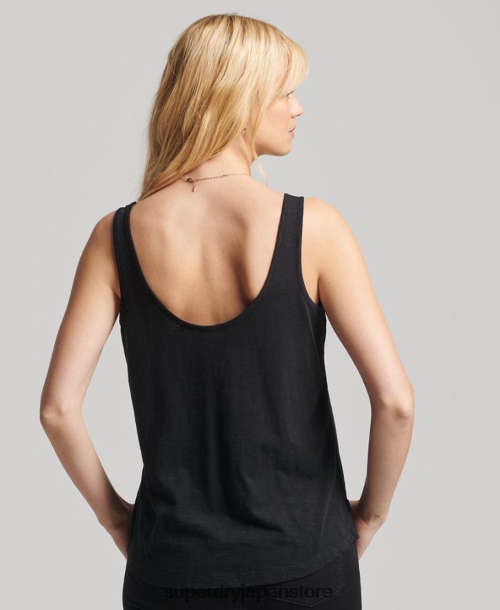 オーガニックコットンスタジオのポケットタンクトップ 女性 Superdry 衣類 黒 2J62PZ6771