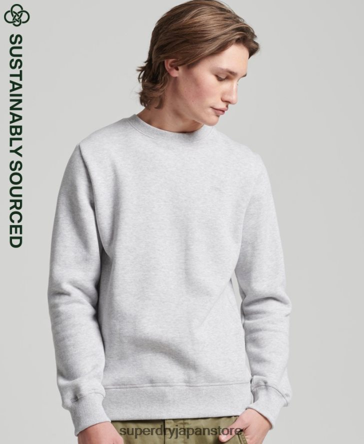 オーガニックコットン ヴィンテージロゴ クルースウェットシャツ 男性 Superdry 衣類 ライトグレー 2J62PZ678