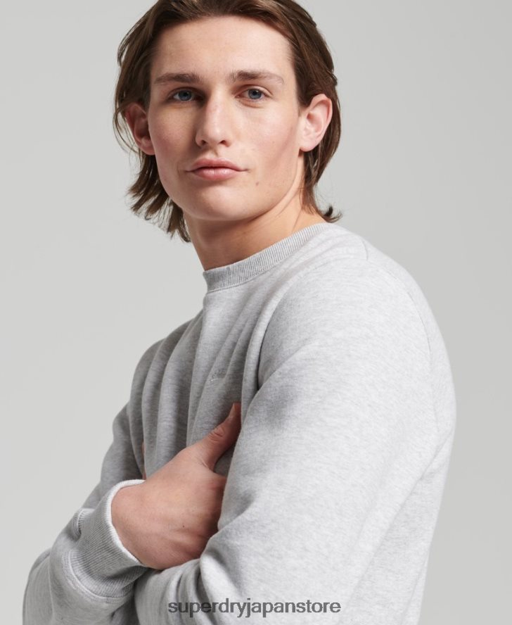 オーガニックコットン ヴィンテージロゴ クルースウェットシャツ 男性 Superdry 衣類 ライトグレー 2J62PZ678