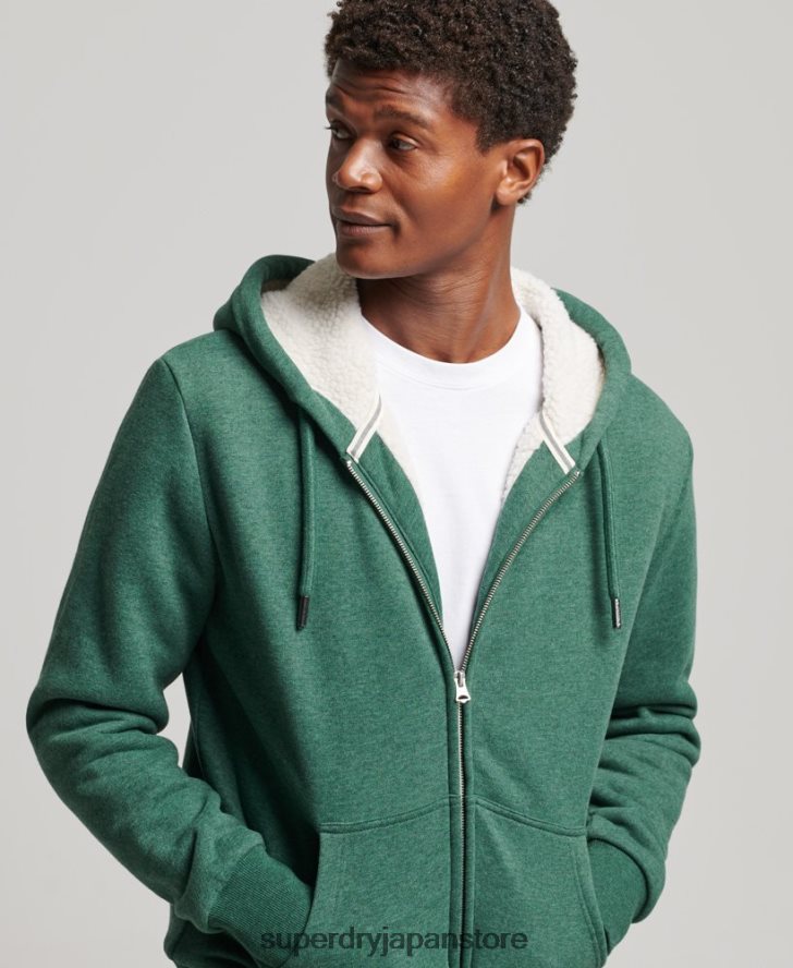 エッセンシャルボーグ裏地付きジップパーカー 男性 Superdry 衣類 緑 2J62PZ679