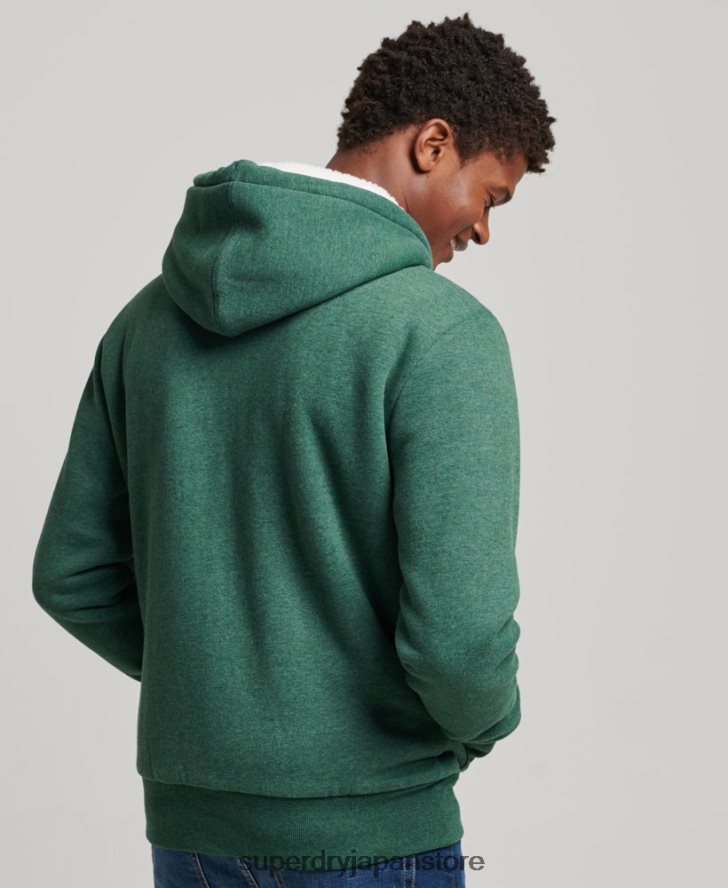 エッセンシャルボーグ裏地付きジップパーカー 男性 Superdry 衣類 緑 2J62PZ679