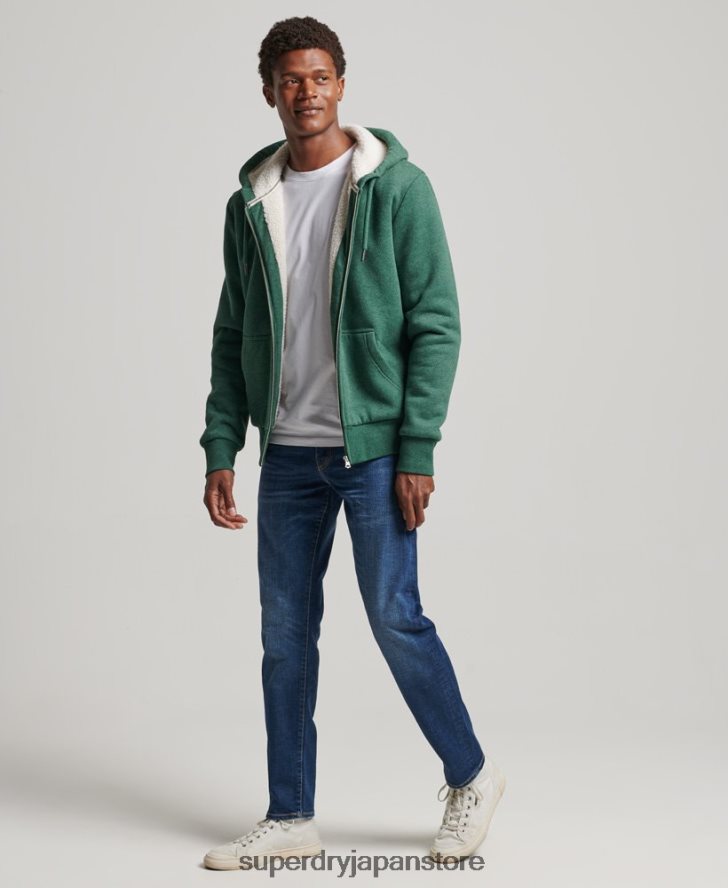 エッセンシャルボーグ裏地付きジップパーカー 男性 Superdry 衣類 緑 2J62PZ679