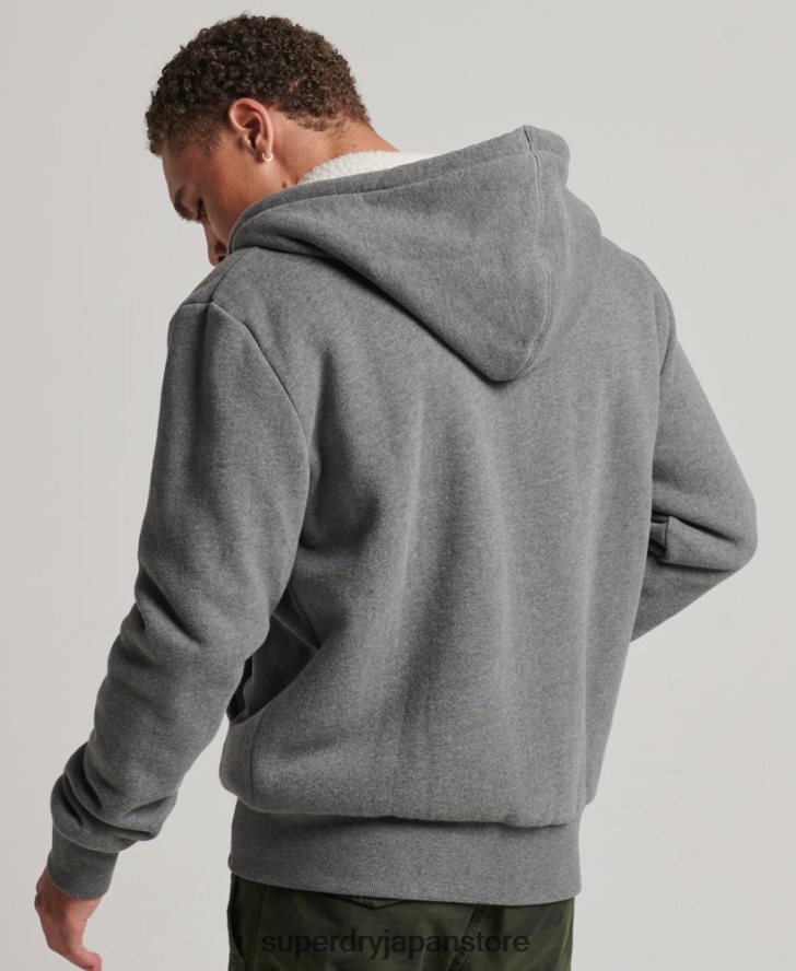 エッセンシャルボーグ裏地付きジップパーカー 男性 Superdry 衣類 グレー 2J62PZ680