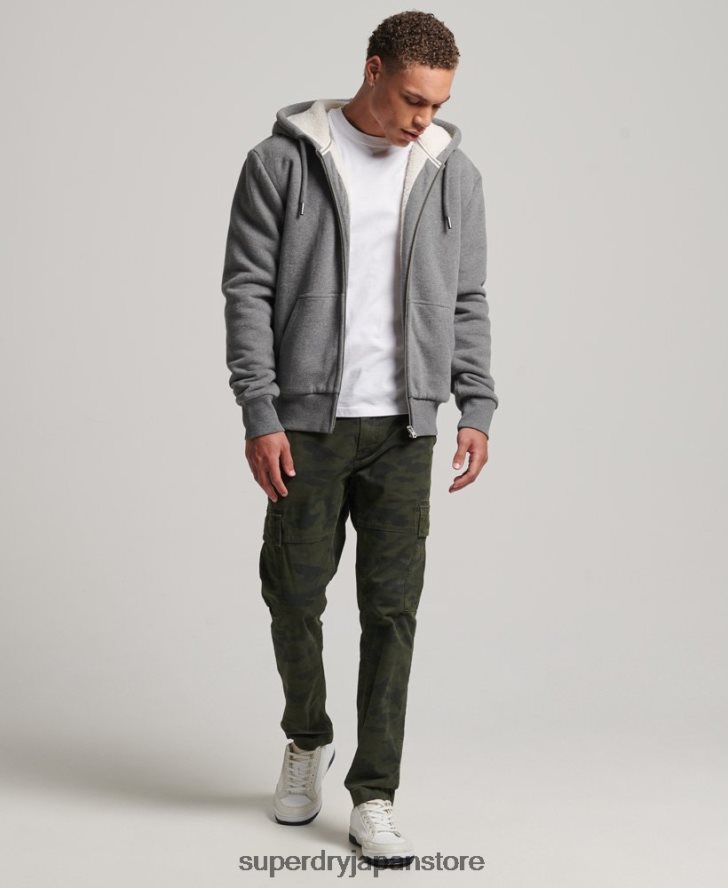 エッセンシャルボーグ裏地付きジップパーカー 男性 Superdry 衣類 グレー 2J62PZ680