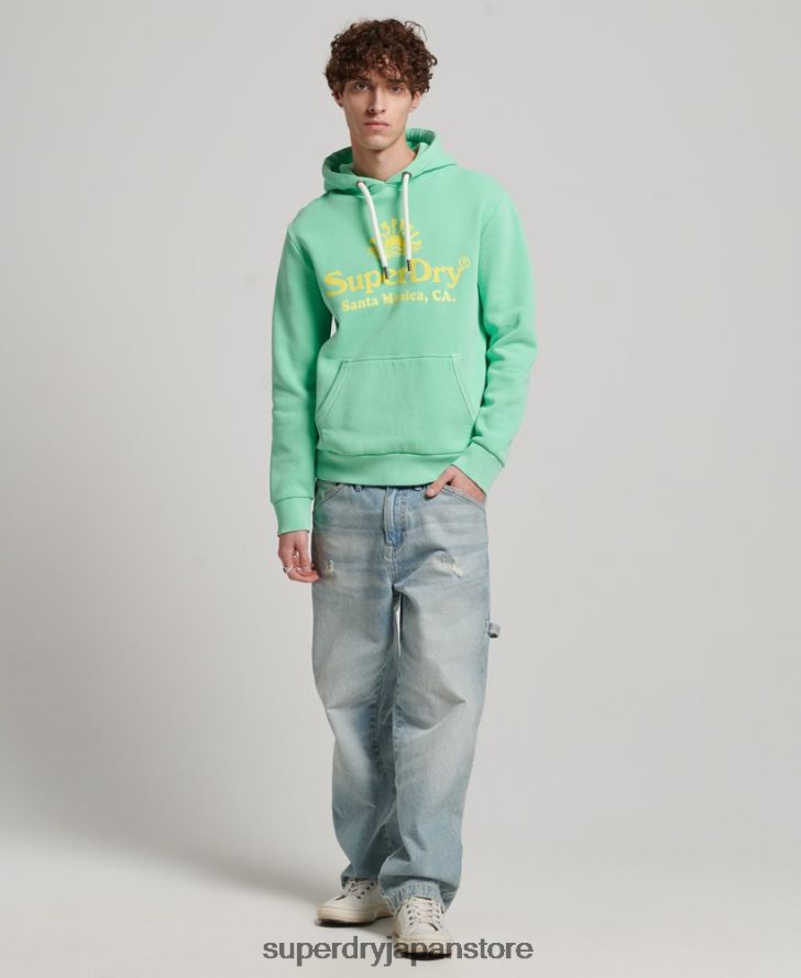ヴィンテージ会場ネオンパーカー 男性 Superdry 衣類 緑 2J62PZ681