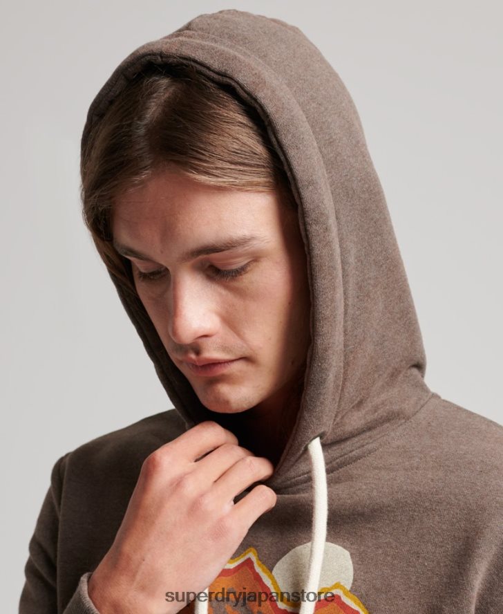 アウトドアに最適なパーカー 男性 Superdry 衣類 茶色 2J62PZ688