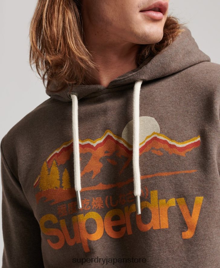 アウトドアに最適なパーカー 男性 Superdry 衣類 茶色 2J62PZ688