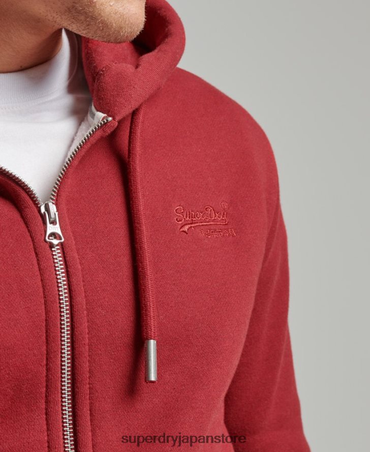 ヴィンテージロゴ刺繍ジップパーカー 男性 Superdry 衣類 赤 2J62PZ698