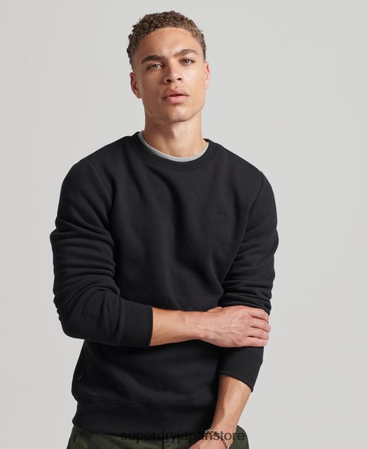 オーガニックコットン エッセンシャル ロゴ クルー スウェットシャツ 男性 Superdry 衣類 黒 2J62PZ701