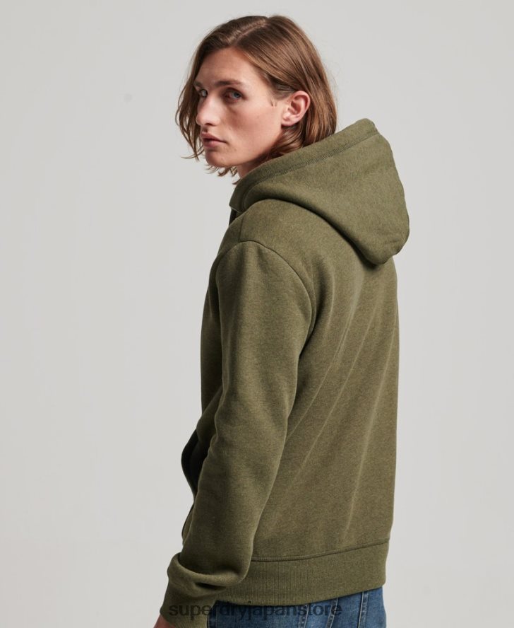 ヴィンテージロゴ刺繍ジップパーカー 男性 Superdry 衣類 カーキ 2J62PZ703