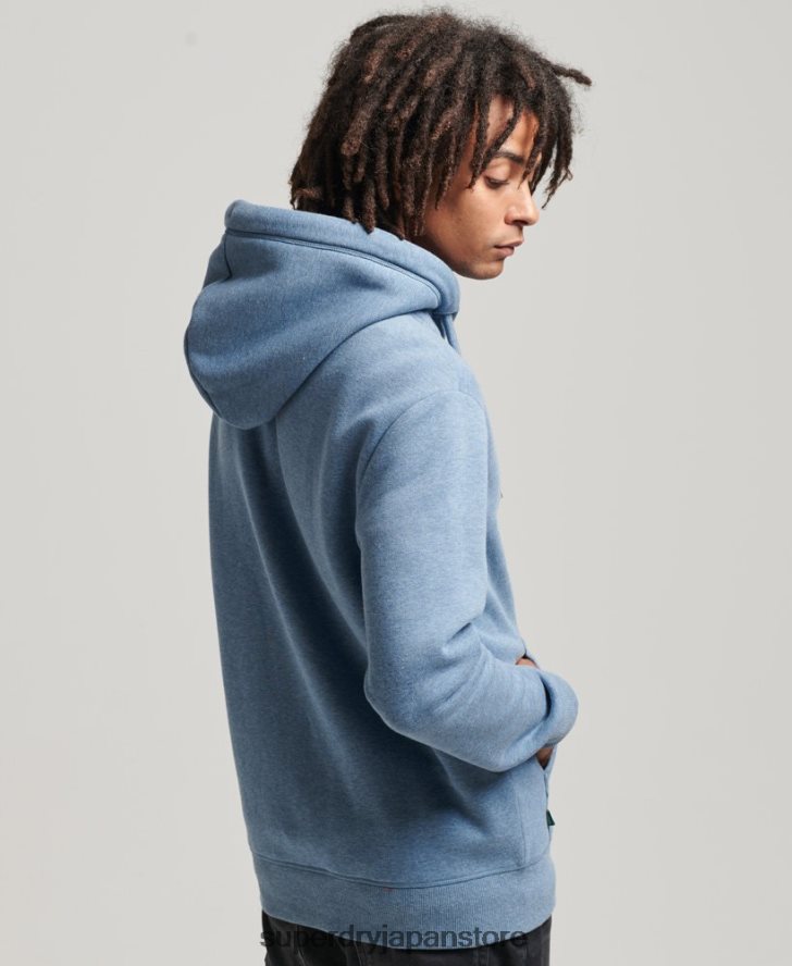 オーガニックコットン ヴィンテージロゴ刺繍ジップパーカー 男性 Superdry 衣類 ライトブルー 2J62PZ704