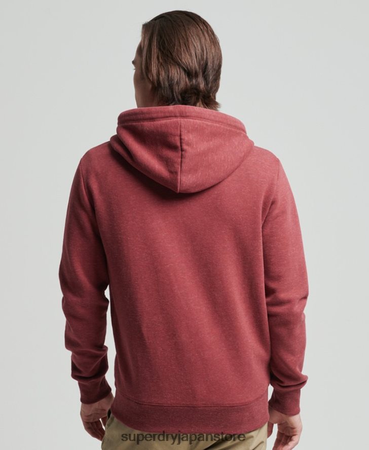 オーガニックコットン ヴィンテージロゴ ジップパーカー 男性 Superdry 衣類 赤 2J62PZ712
