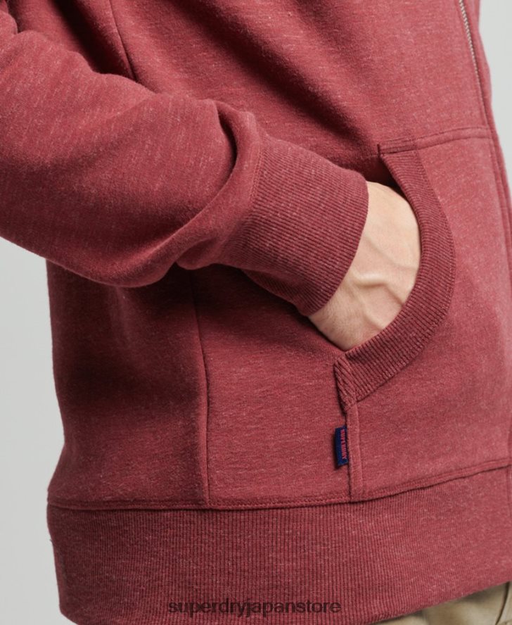 オーガニックコットン ヴィンテージロゴ ジップパーカー 男性 Superdry 衣類 赤 2J62PZ712