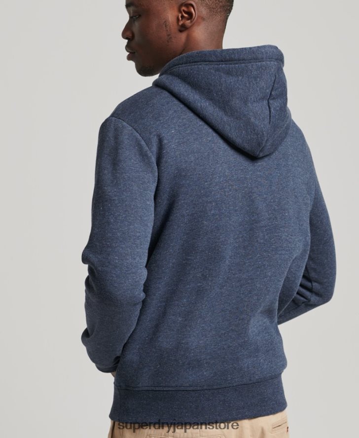 オーガニックコットンのヴィンテージロゴ刺繍パーカー 男性 Superdry 衣類 海軍 2J62PZ713