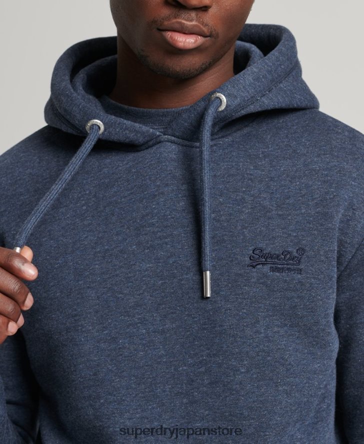 オーガニックコットンのヴィンテージロゴ刺繍パーカー 男性 Superdry 衣類 海軍 2J62PZ713