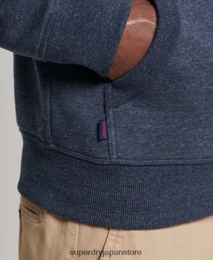 オーガニックコットンのヴィンテージロゴ刺繍パーカー 男性 Superdry 衣類 海軍 2J62PZ713