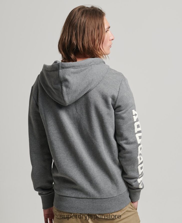 ジムアスレチックジップパーカー 男性 Superdry 衣類 グレー 2J62PZ714