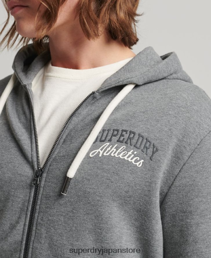 ジムアスレチックジップパーカー 男性 Superdry 衣類 グレー 2J62PZ714