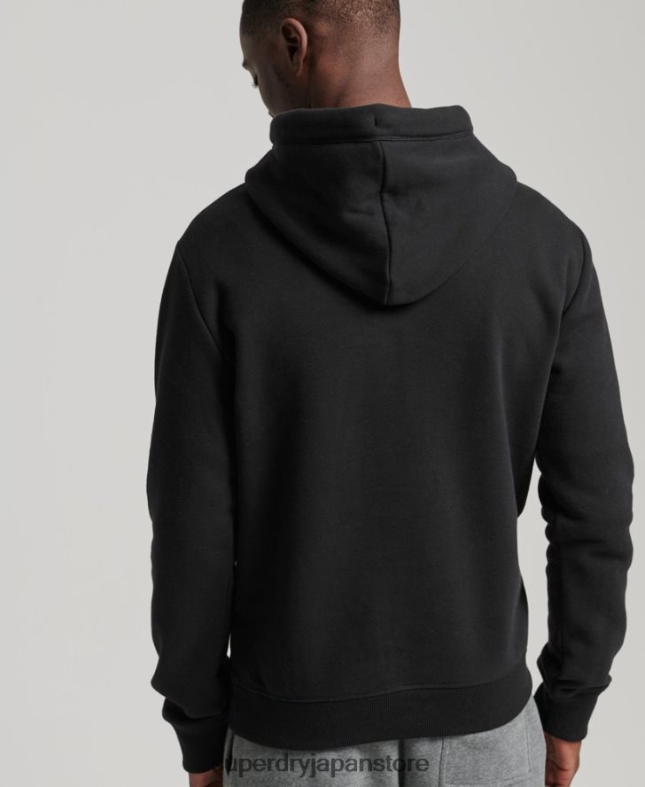 オーガニックコットンのヴィンテージロゴ刺繍パーカー 男性 Superdry 衣類 黒 2J62PZ716