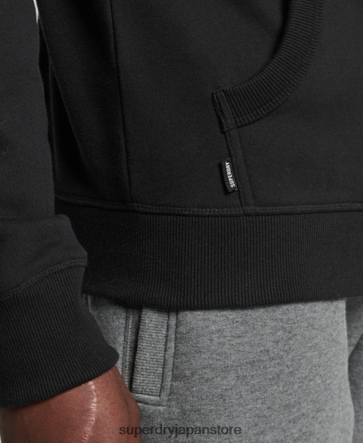 オーガニックコットンのヴィンテージロゴ刺繍パーカー 男性 Superdry 衣類 黒 2J62PZ716