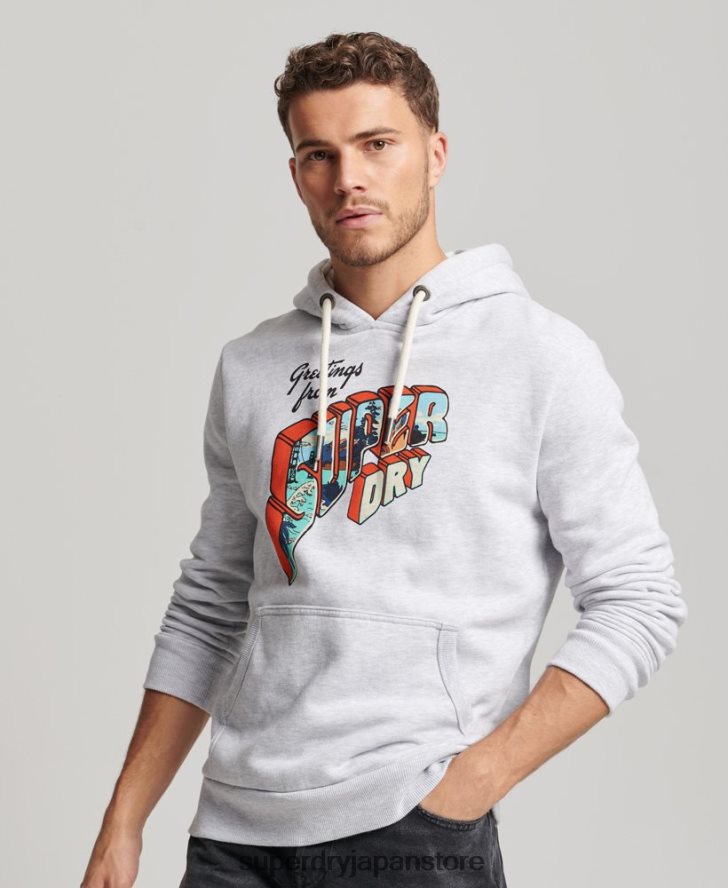 トラベルステッカーパーカー 男性 Superdry 衣類 ライトグレー 2J62PZ720