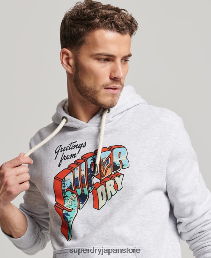 トラベルステッカーパーカー 男性 Superdry 衣類 ライトグレー 2J62PZ720