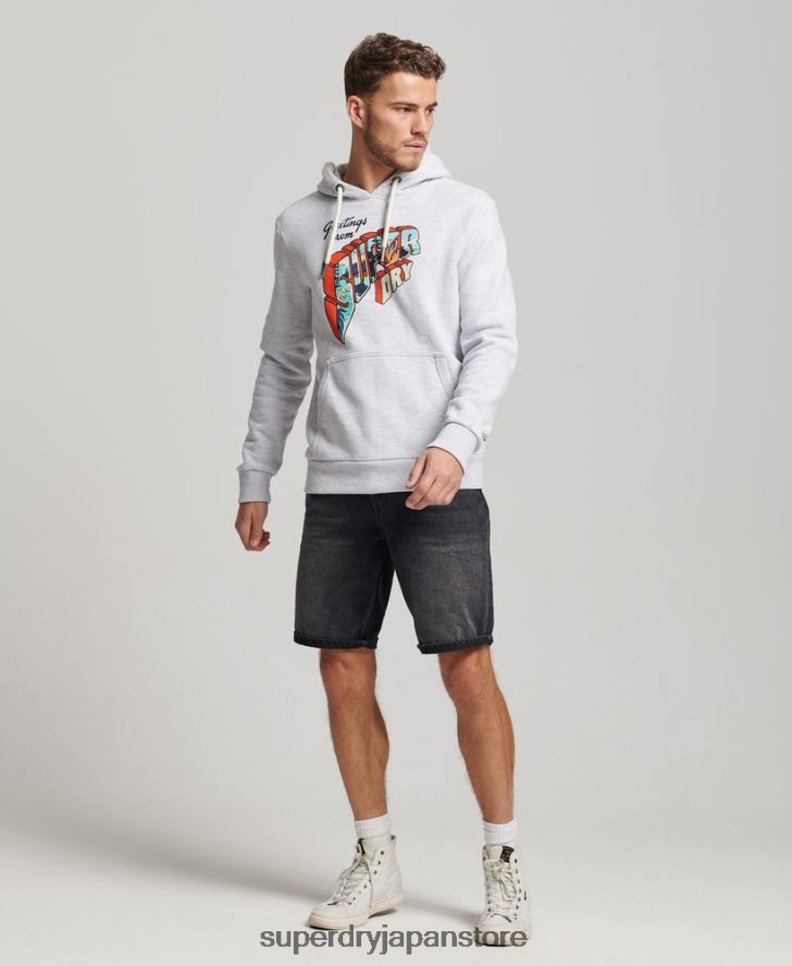 トラベルステッカーパーカー 男性 Superdry 衣類 ライトグレー 2J62PZ720
