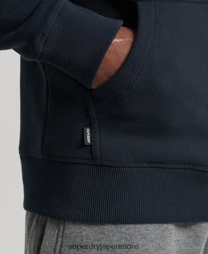 オーガニックコットンのヴィンテージロゴ刺繍パーカー 男性 Superdry 衣類 海軍 2J62PZ721