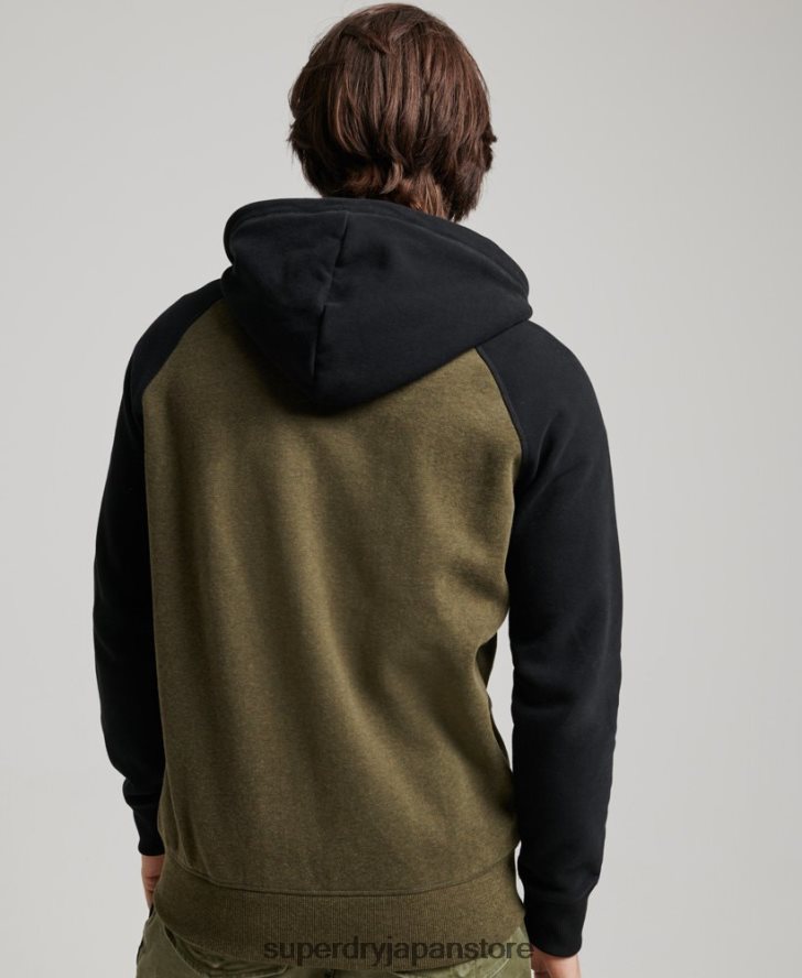 ヴィンテージロゴ刺繍ベースボールジップパーカー 男性 Superdry 衣類 緑 2J62PZ723