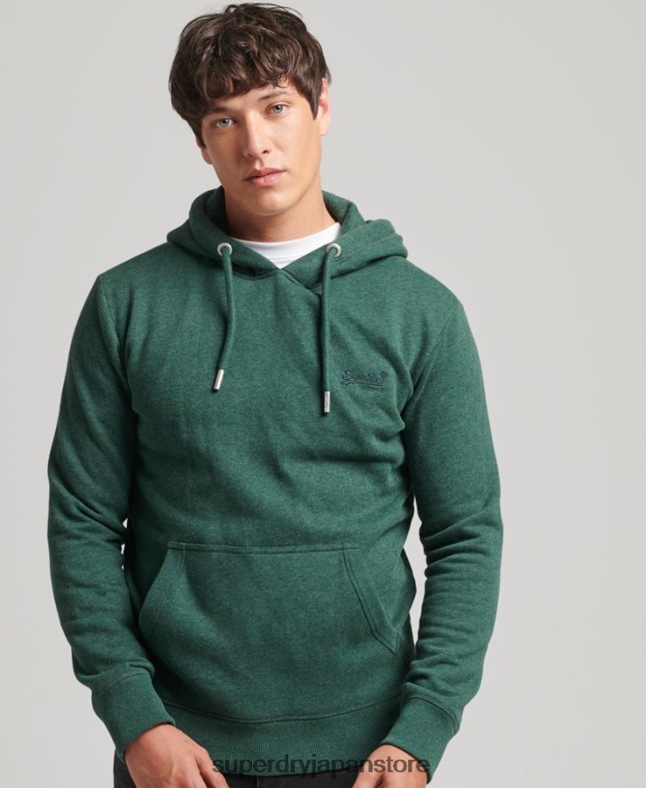オーガニックコットン エッセンシャル ロゴ パーカー 男性 Superdry 衣類 緑 2J62PZ727