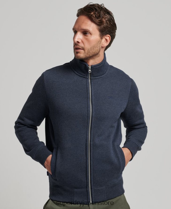 ヴィンテージロゴ刺繍ジップトラックトップ 男性 Superdry 衣類 海軍 2J62PZ730