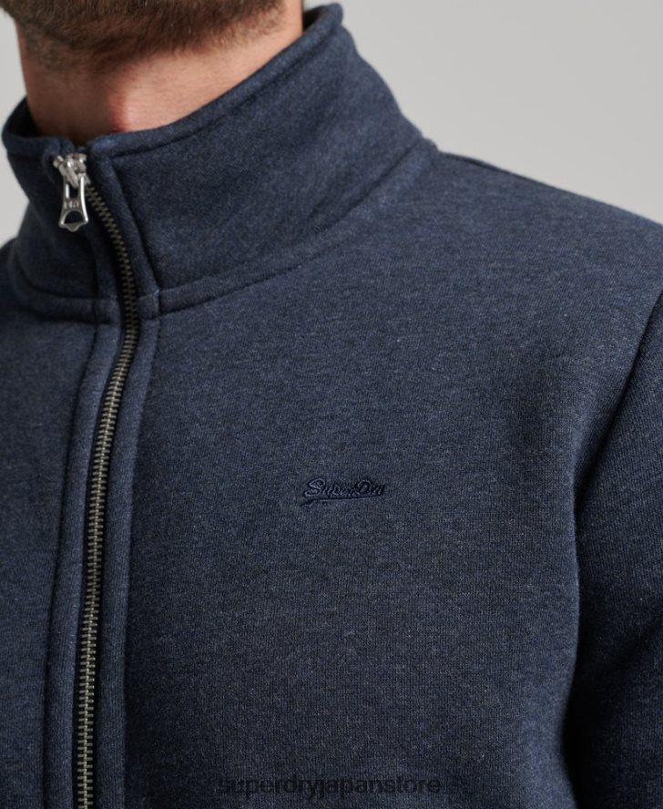 ヴィンテージロゴ刺繍ジップトラックトップ 男性 Superdry 衣類 海軍 2J62PZ730