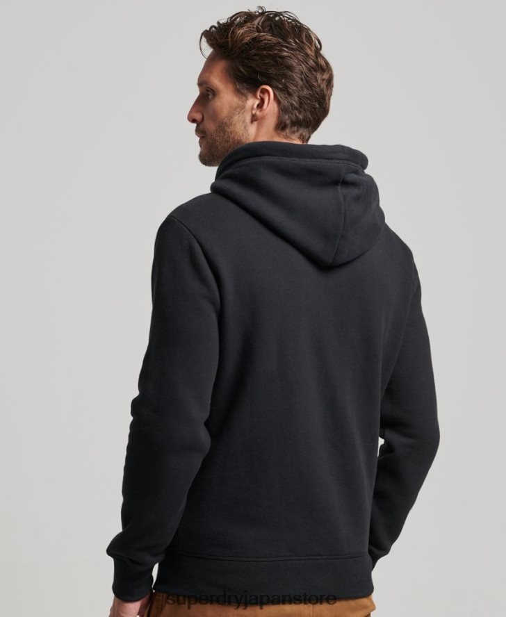 ヴィンテージロゴ刺繍ジップパーカー 男性 Superdry 衣類 黒 2J62PZ731