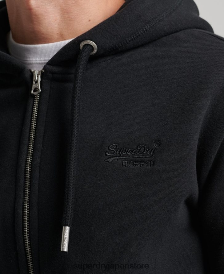 ヴィンテージロゴ刺繍ジップパーカー 男性 Superdry 衣類 黒 2J62PZ731