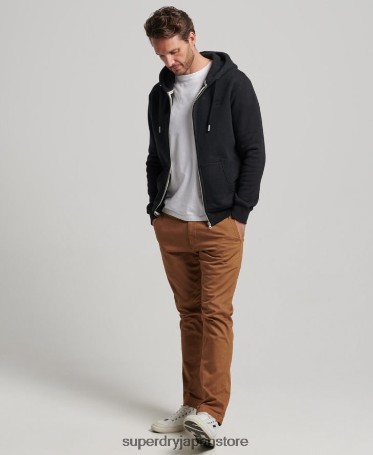 ヴィンテージロゴ刺繍ジップパーカー 男性 Superdry 衣類 黒 2J62PZ731