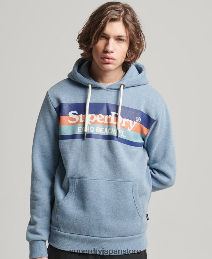 ヴィンテージ会場パーカー 男性 Superdry 衣類 ライトブルー 2J62PZ735