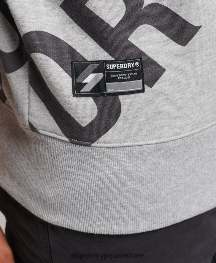 全面プリントロゴルーズクルースウェットシャツ 男性 Superdry 衣類 グレー 2J62PZ741