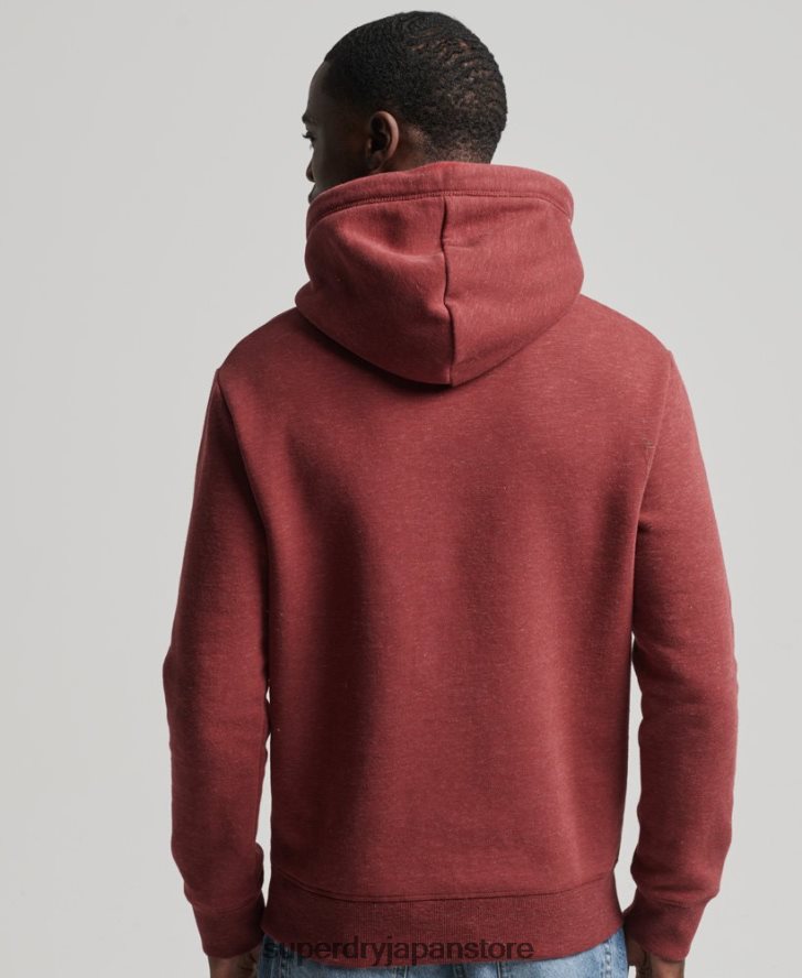 オーガニックコットンのヴィンテージロゴ刺繍パーカー 男性 Superdry 衣類 赤 2J62PZ743