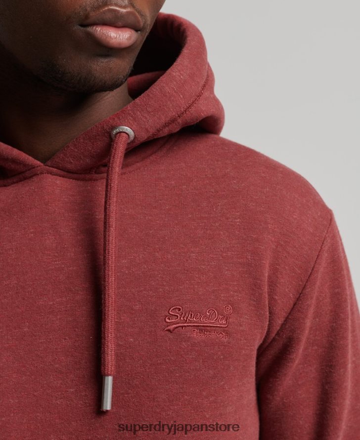 オーガニックコットンのヴィンテージロゴ刺繍パーカー 男性 Superdry 衣類 赤 2J62PZ743