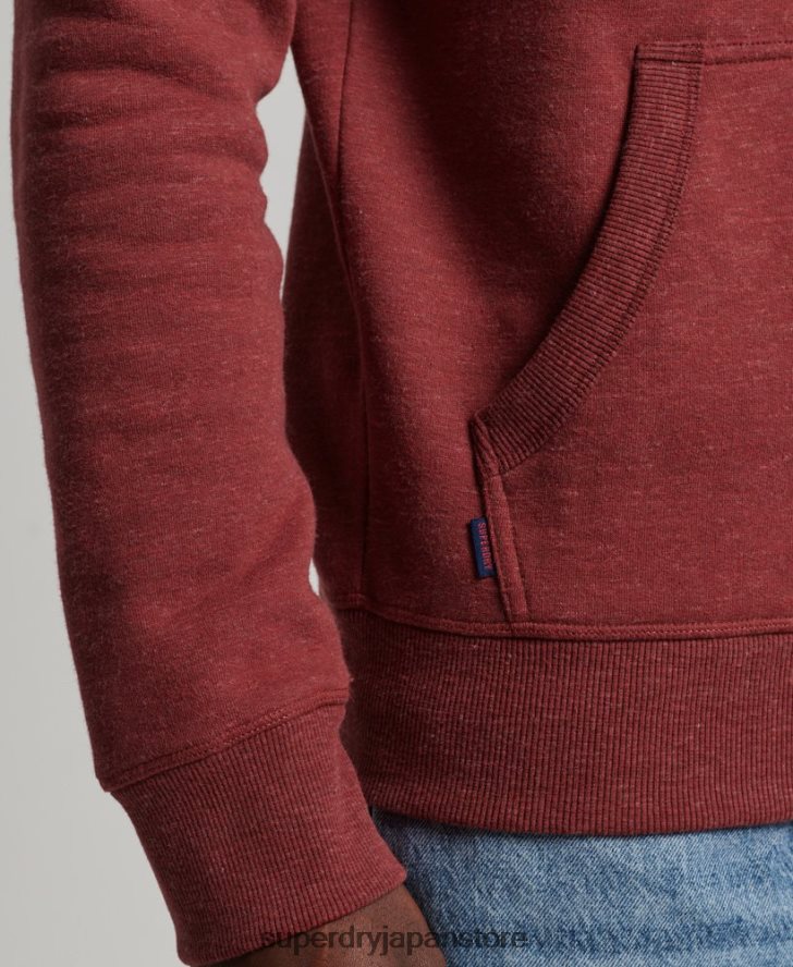 オーガニックコットンのヴィンテージロゴ刺繍パーカー 男性 Superdry 衣類 赤 2J62PZ743