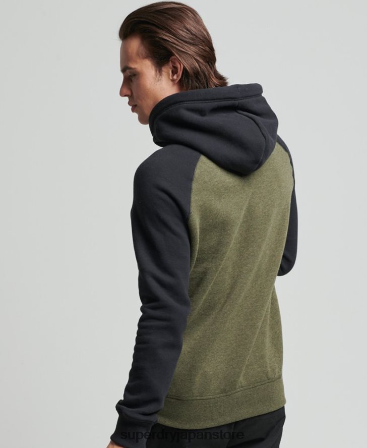 オーガニックコットンのヴィンテージロゴベースボールパーカー 男性 Superdry 衣類 緑 2J62PZ745