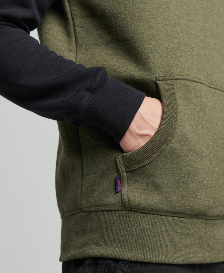 オーガニックコットンのヴィンテージロゴベースボールパーカー 男性 Superdry 衣類 緑 2J62PZ745