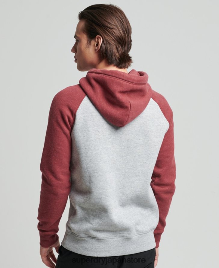 オーガニックコットンのヴィンテージロゴベースボールパーカー 男性 Superdry 衣類 ライトグレー 2J62PZ746