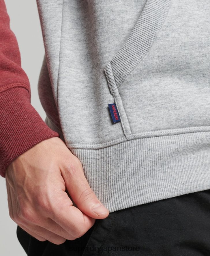 オーガニックコットンのヴィンテージロゴベースボールパーカー 男性 Superdry 衣類 ライトグレー 2J62PZ746
