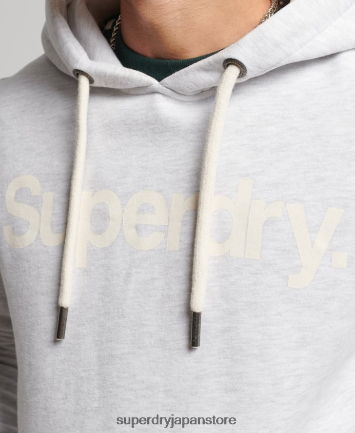 オーガニックコットンコアロゴグラフィックパーカー 男性 Superdry 衣類 ライトグレー 2J62PZ748
