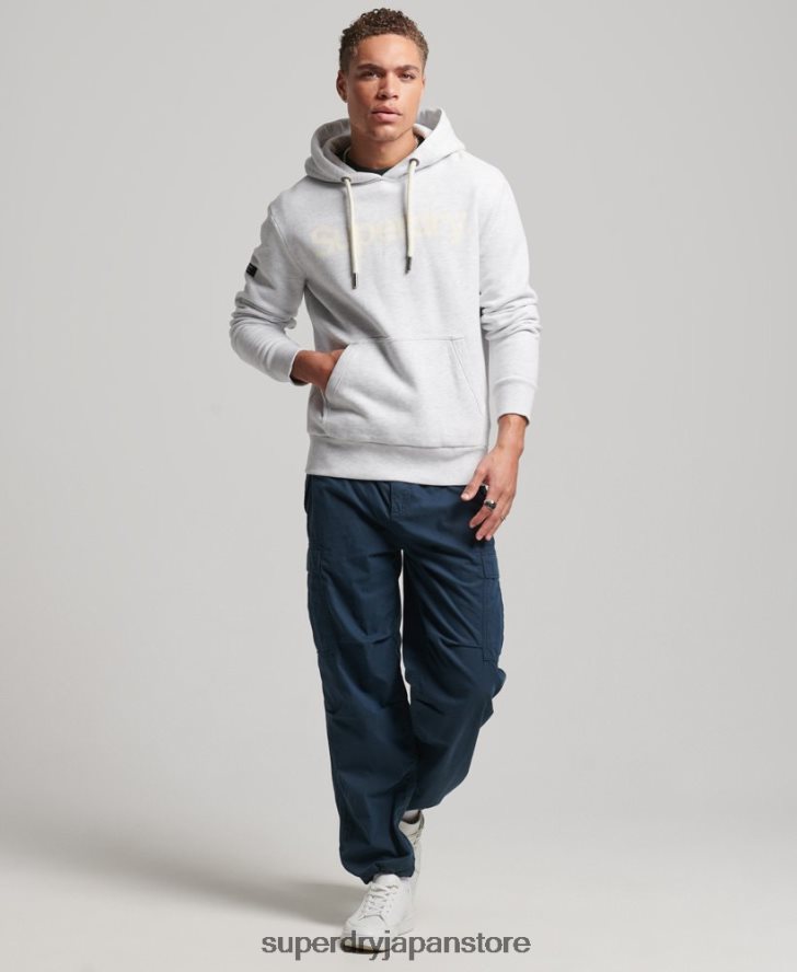 オーガニックコットンコアロゴグラフィックパーカー 男性 Superdry 衣類 ライトグレー 2J62PZ748