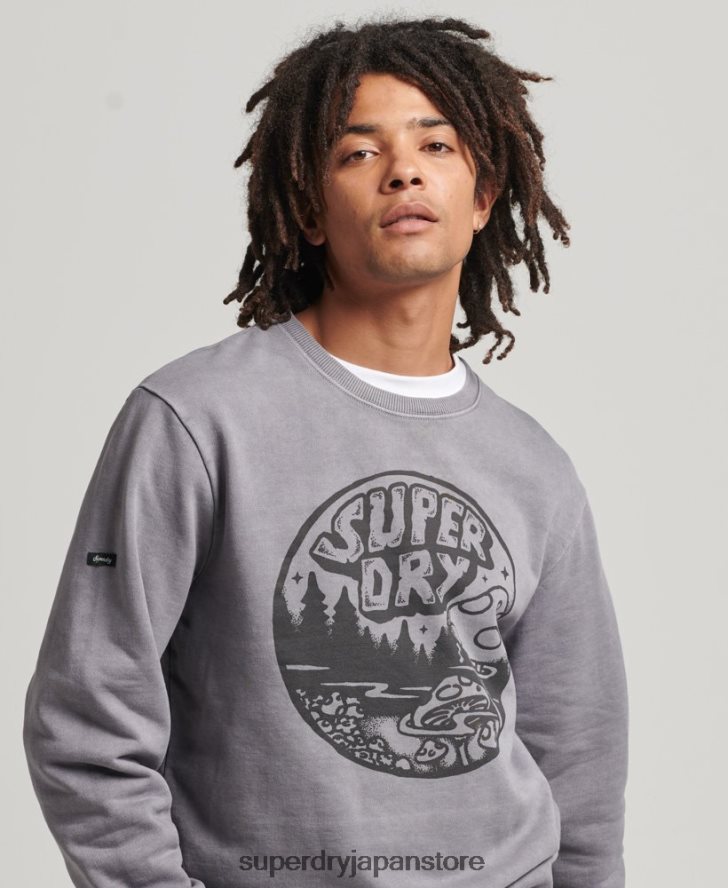 ヴィンテージ イントゥ ザ ウッズ クルー スウェットシャツ 男性 Superdry 衣類 濃い灰色 2J62PZ752