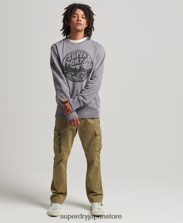 ヴィンテージ イントゥ ザ ウッズ クルー スウェットシャツ 男性 Superdry 衣類 濃い灰色 2J62PZ752