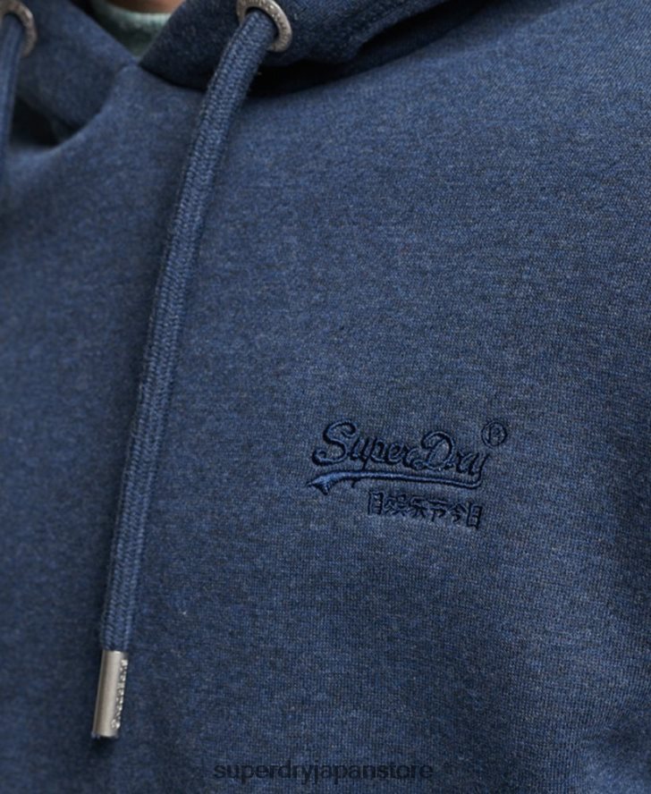 ヴィンテージロゴ刺繍パーカー 男性 Superdry 衣類 海軍 2J62PZ754